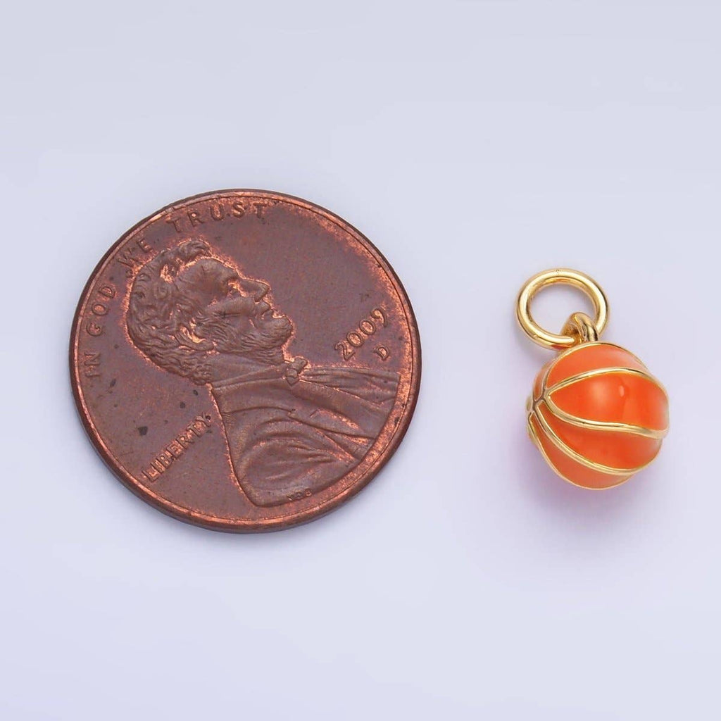 24K Gold Filled Basket Ball Sports 3D Multidimensional Charm | W435