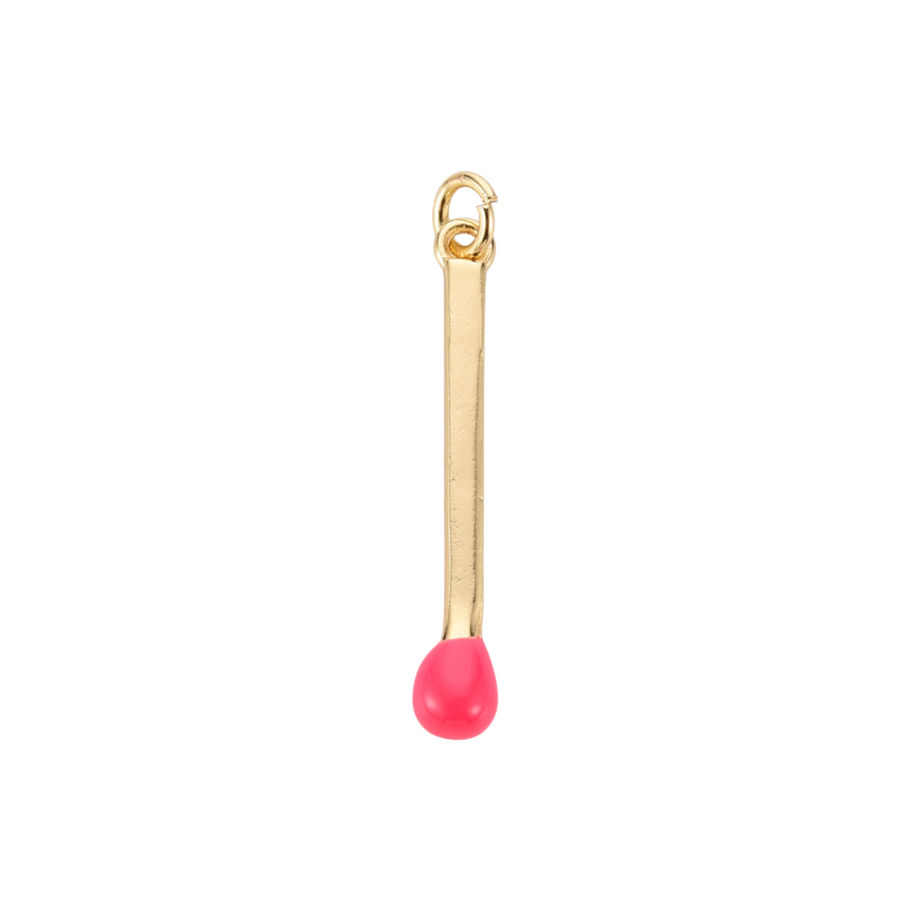 16k Gold Plated Brass Match Stick Charm: White