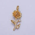 Micro Paved CZ Botanic Garden Birth Flower Gold Charm H-011 H-026 - H-032 H-038 H-040 H-041: November - Chrysanthemum
