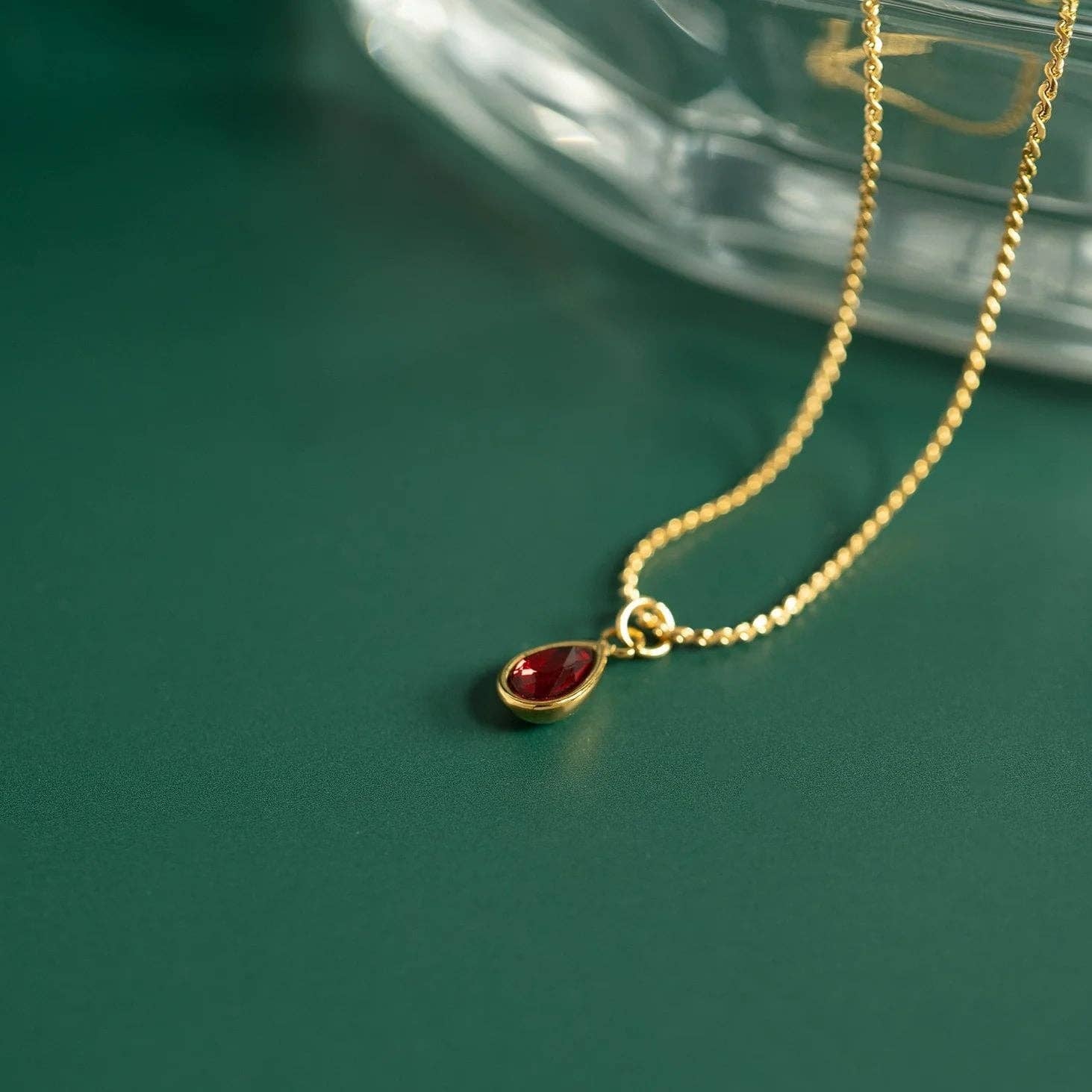 18K Gold PVD Teardrop Birthstone Charm: August
