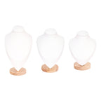 Natural Wood & Leather Necklace Display: White / Small