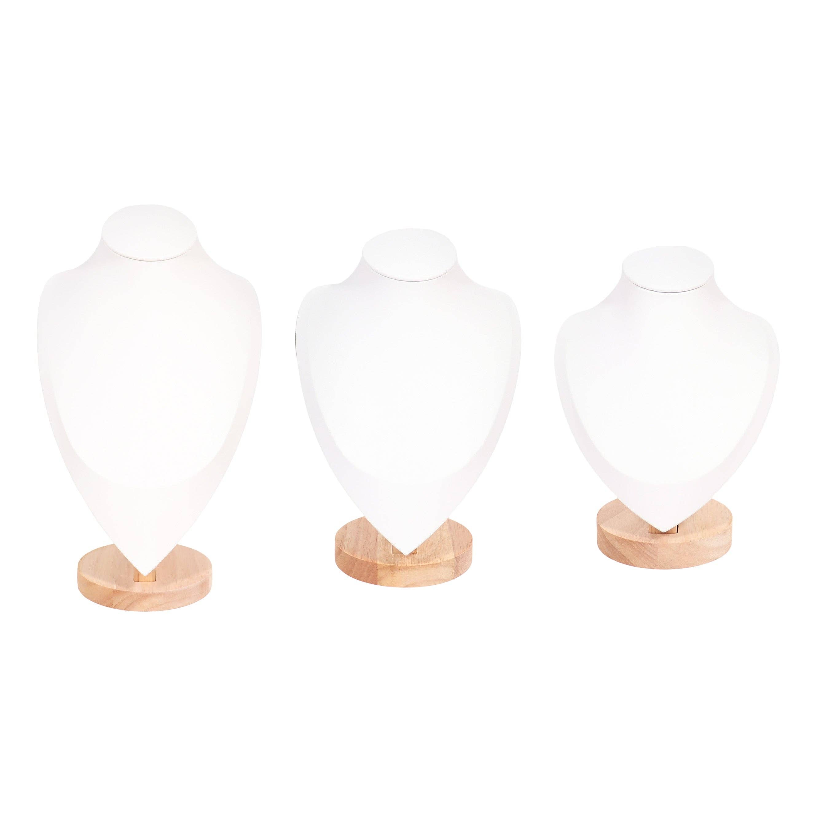 Natural Wood & Leather Necklace Display: White / Small