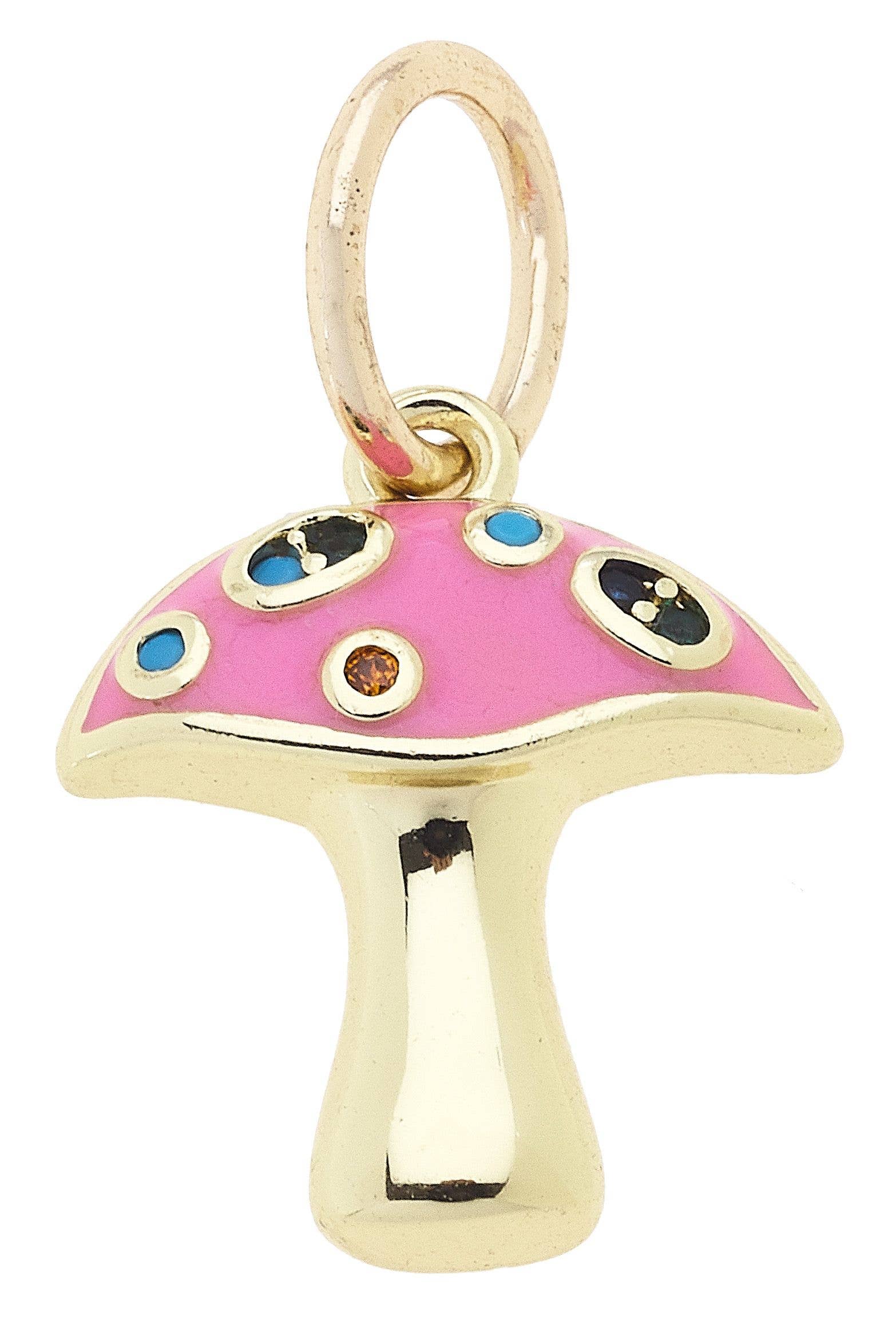Bejeweled Pink Mushroom Charm