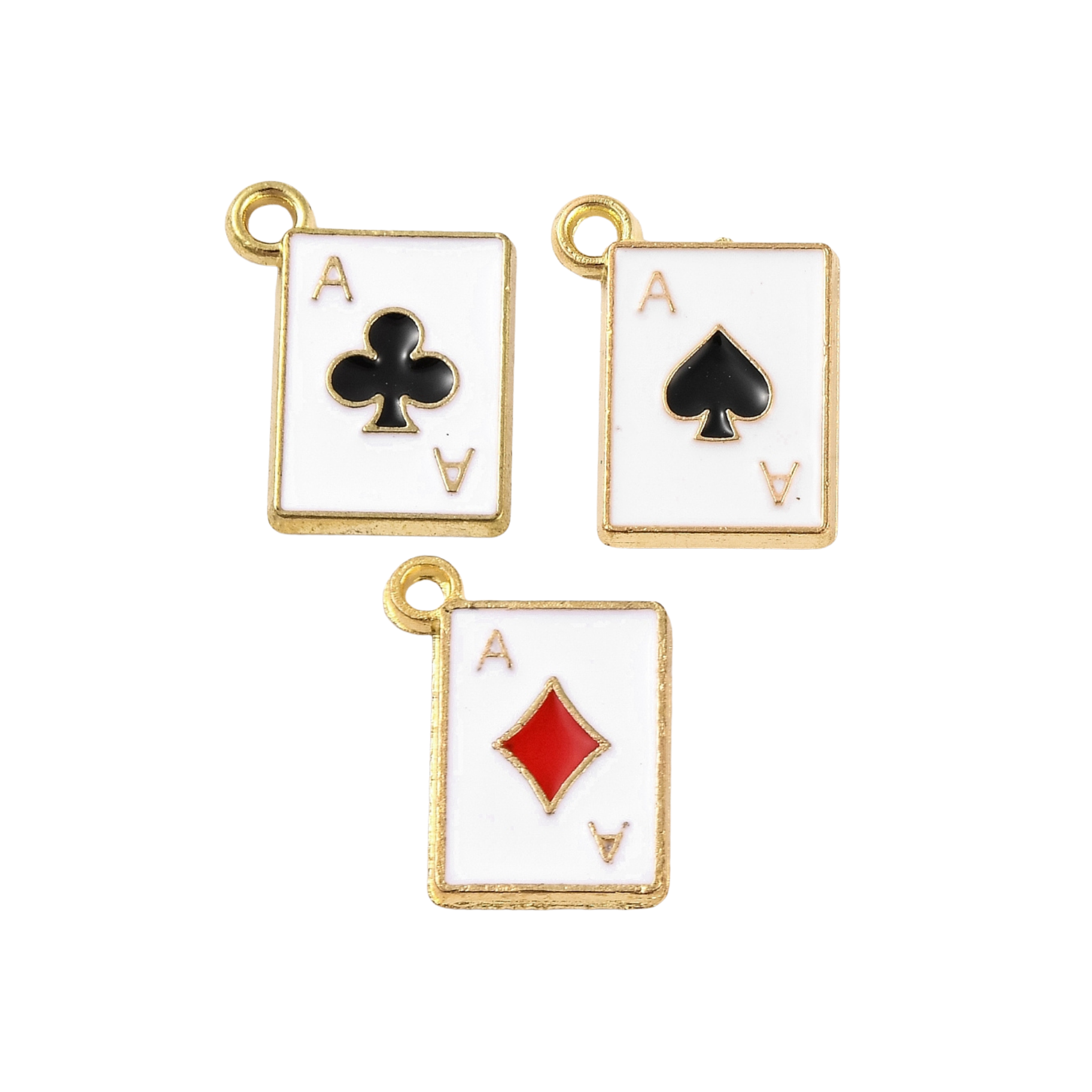 Gold Alloy Poker Card Charm: Club