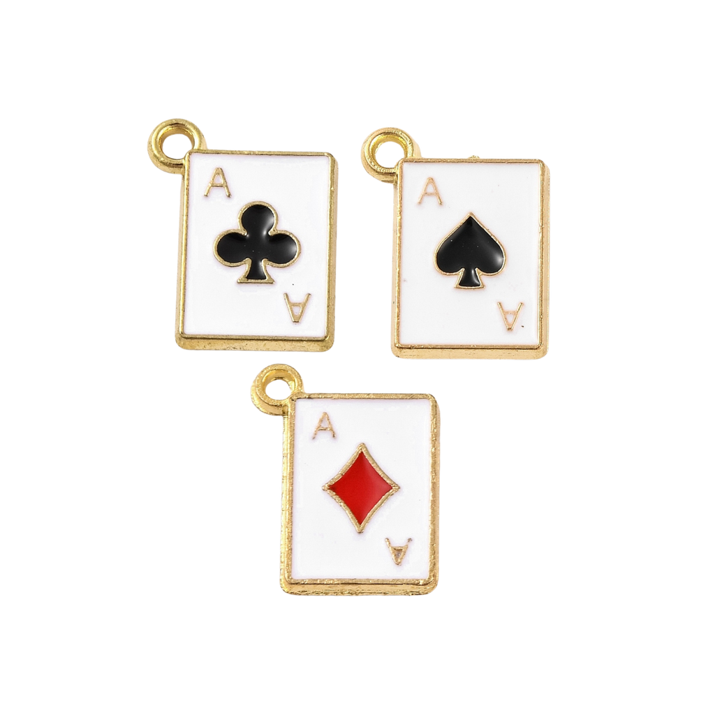 Gold Alloy Poker Card Charm: Spade