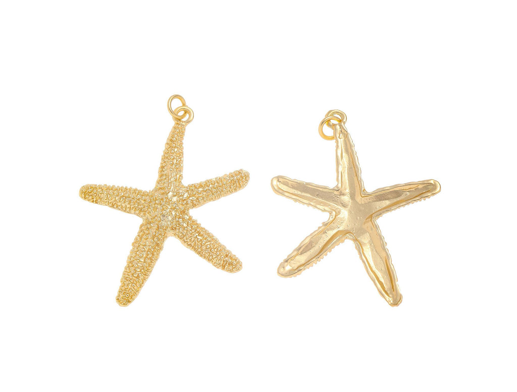 Gold Starfish Pendant and Necklace Charm CPG1428: 3pcs