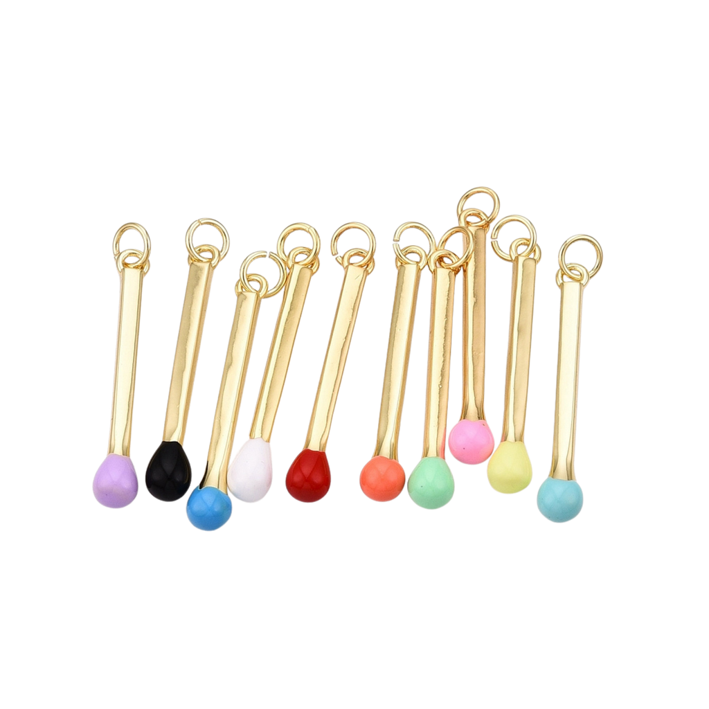 16k Gold Plated Brass Match Stick Charm: Dark Blue