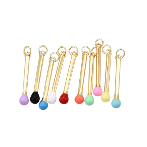 16k Gold Plated Brass Match Stick Charm: Dark Blue