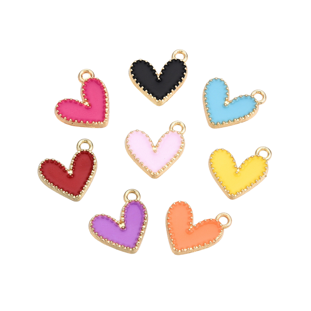 Gold Alloy Colorful Heart Charm: Black