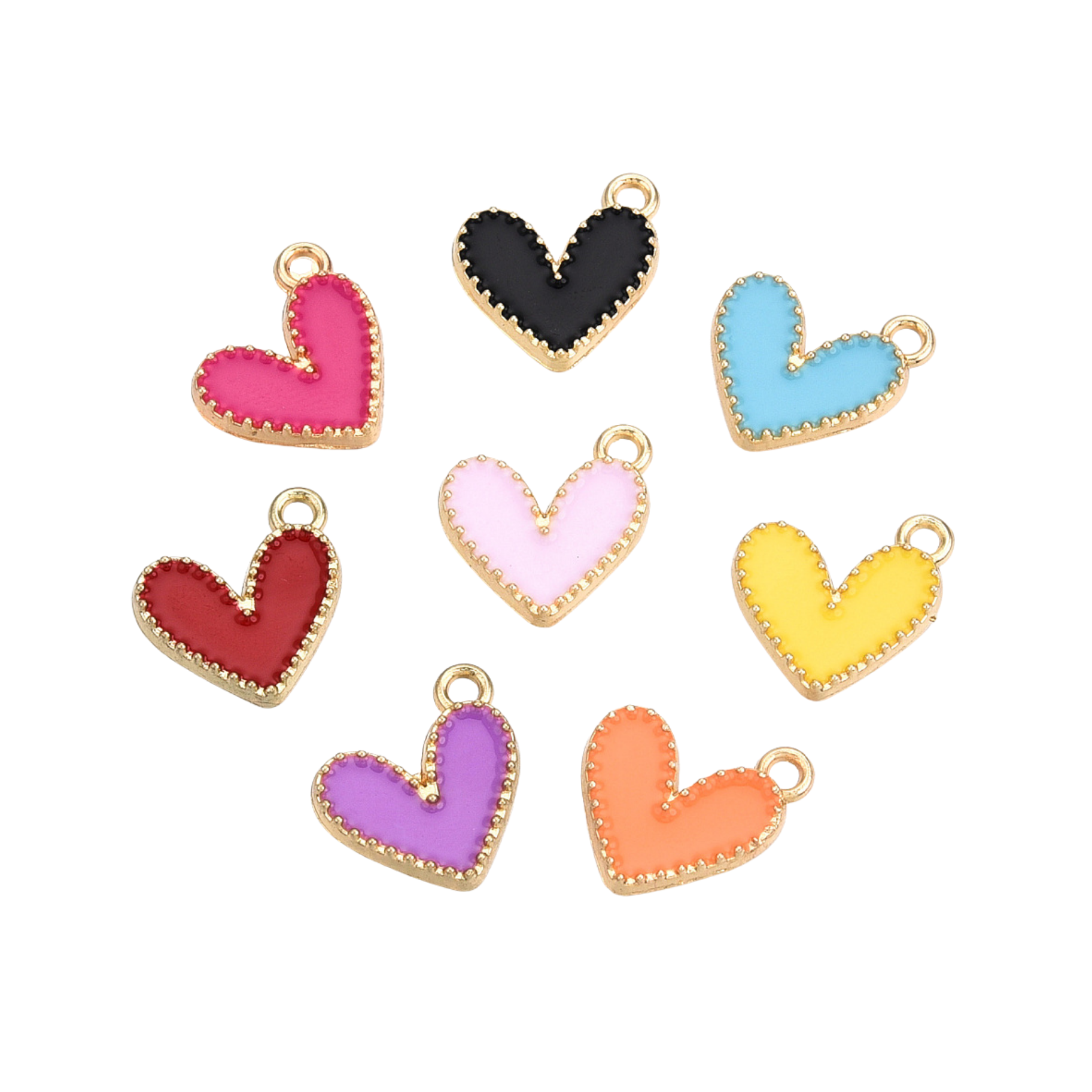 Gold Alloy Colorful Heart Charm: Black