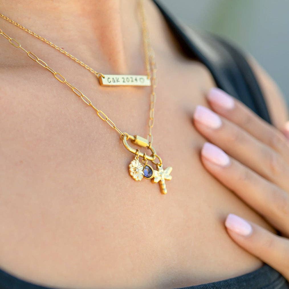 18K Gold PVD Teardrop Birthstone Charm: October