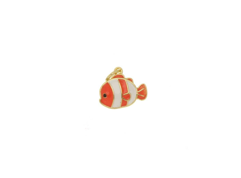 Mini Orange Clown Fish Charms for Jewelry Crafting CPG2553: 5 pieces