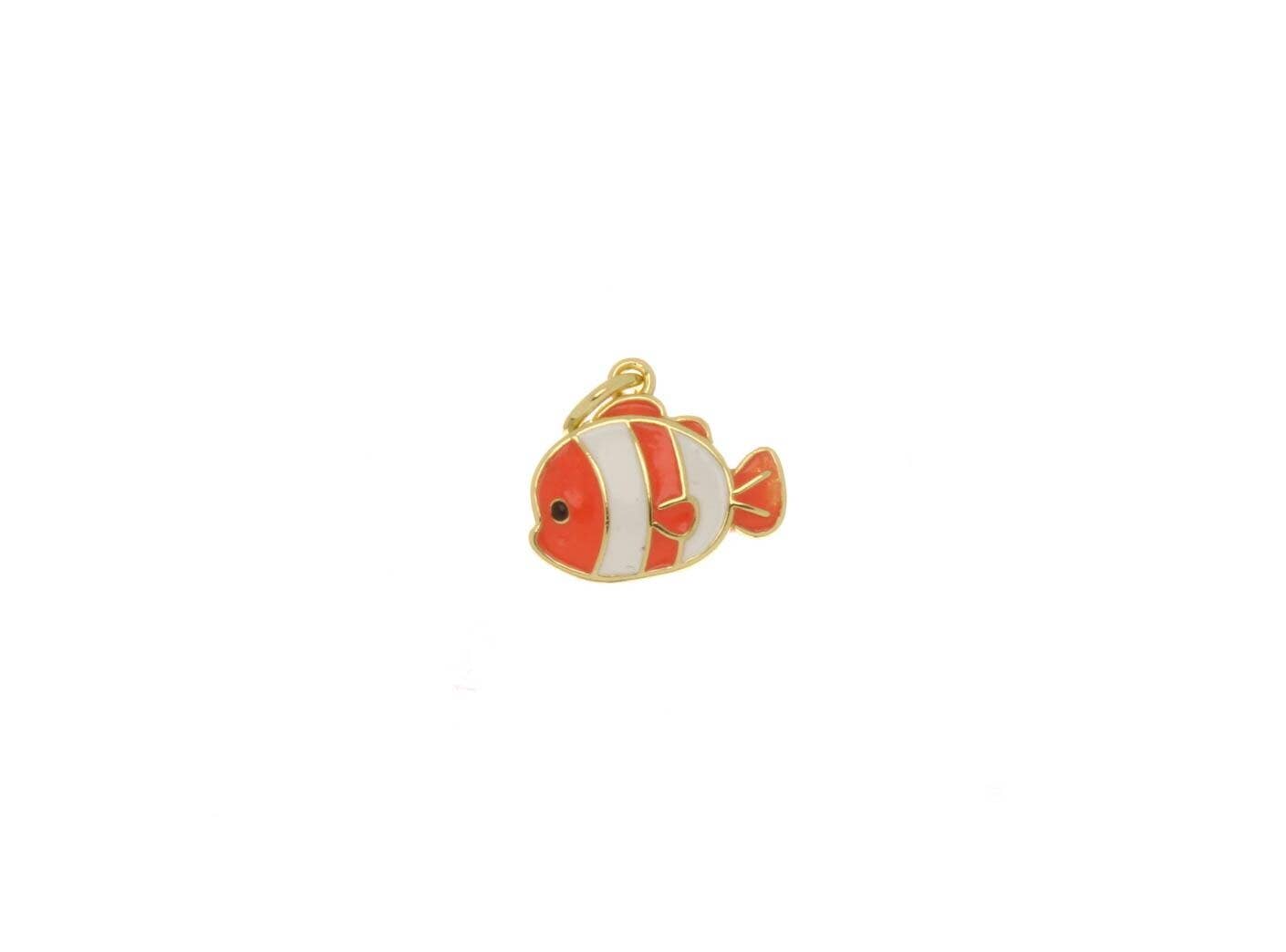 Mini Orange Clown Fish Charms for Jewelry Crafting CPG2553: 5 pieces