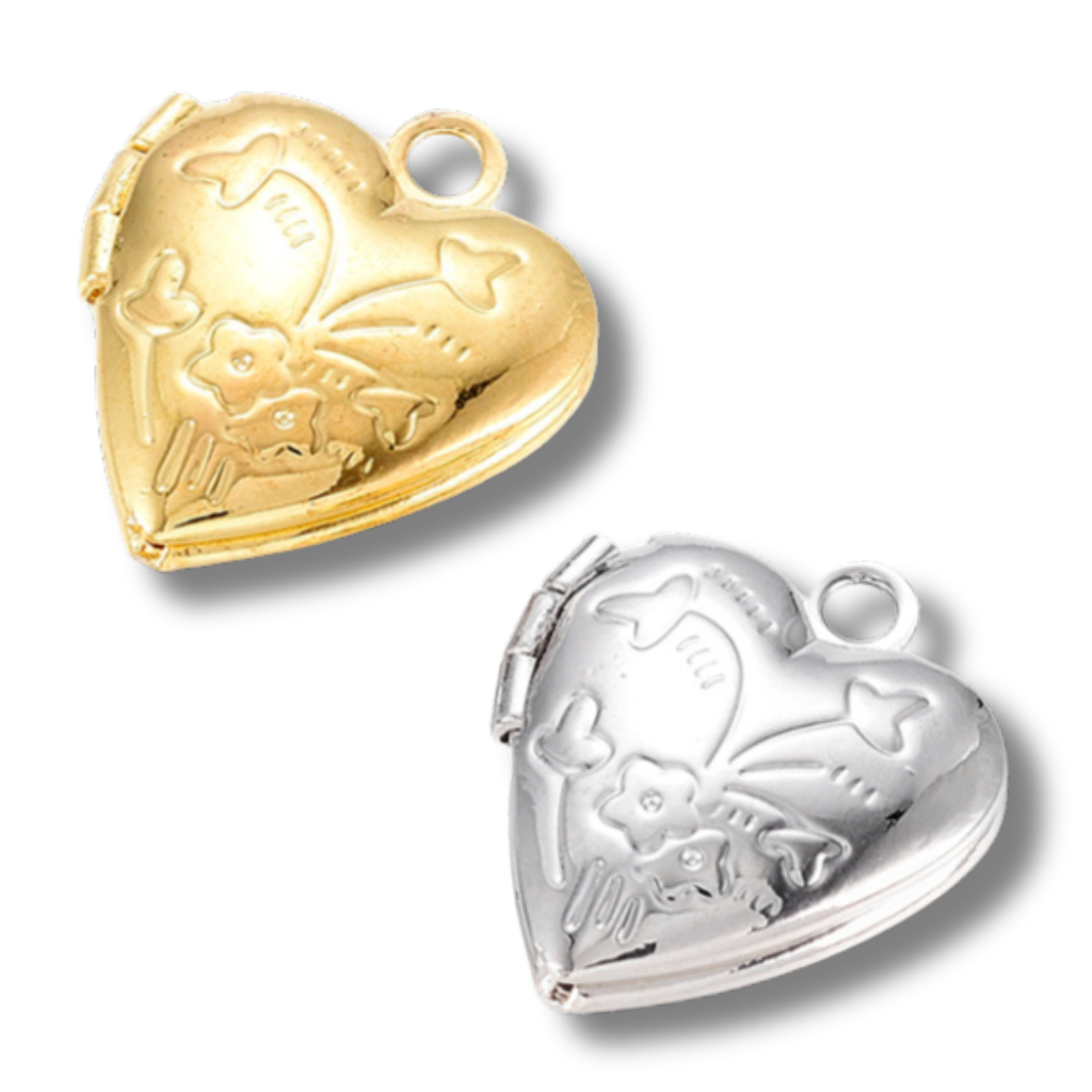 Heart Locket Charm: Silver
