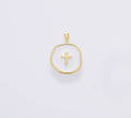 Dainty Enamel Cross Medallion Charm in Gold Filled, CP1674: #02 White
