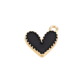 Gold Alloy Colorful Heart Charm: Black