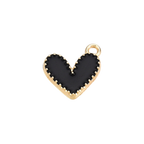 Gold Alloy Colorful Heart Charm: Black