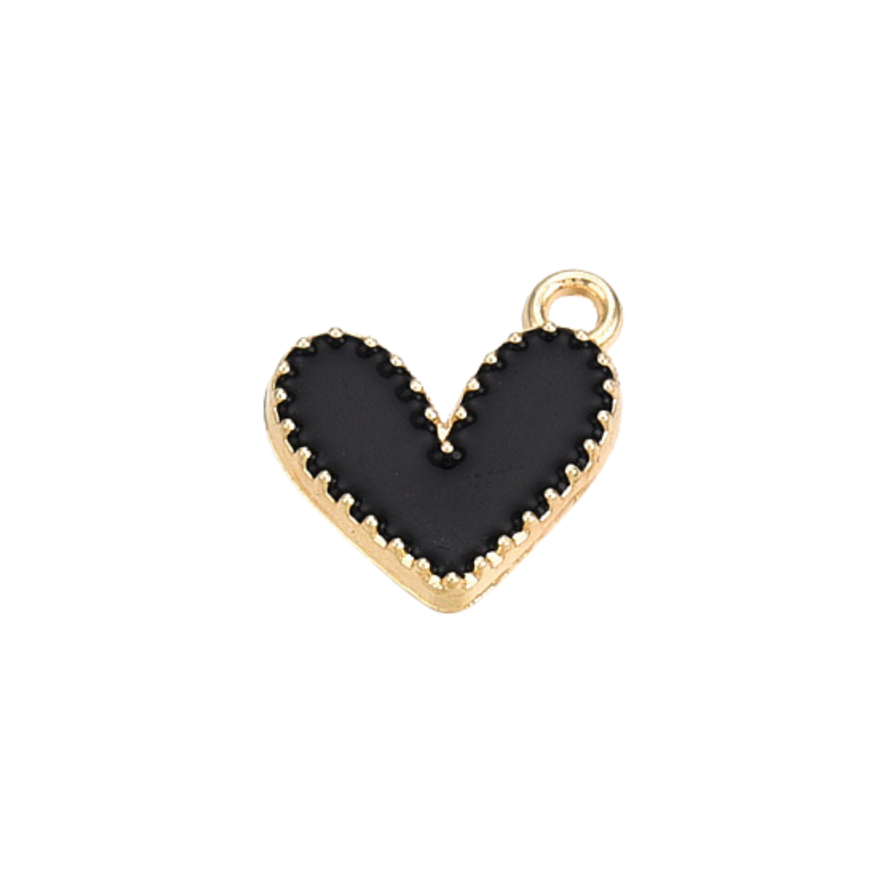 Gold Alloy Colorful Heart Charm: White