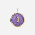 Enamel Celestial Gold Crescent Moon Charm Pendant: Purple