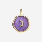 Enamel Celestial Gold Crescent Moon Charm Pendant: Purple