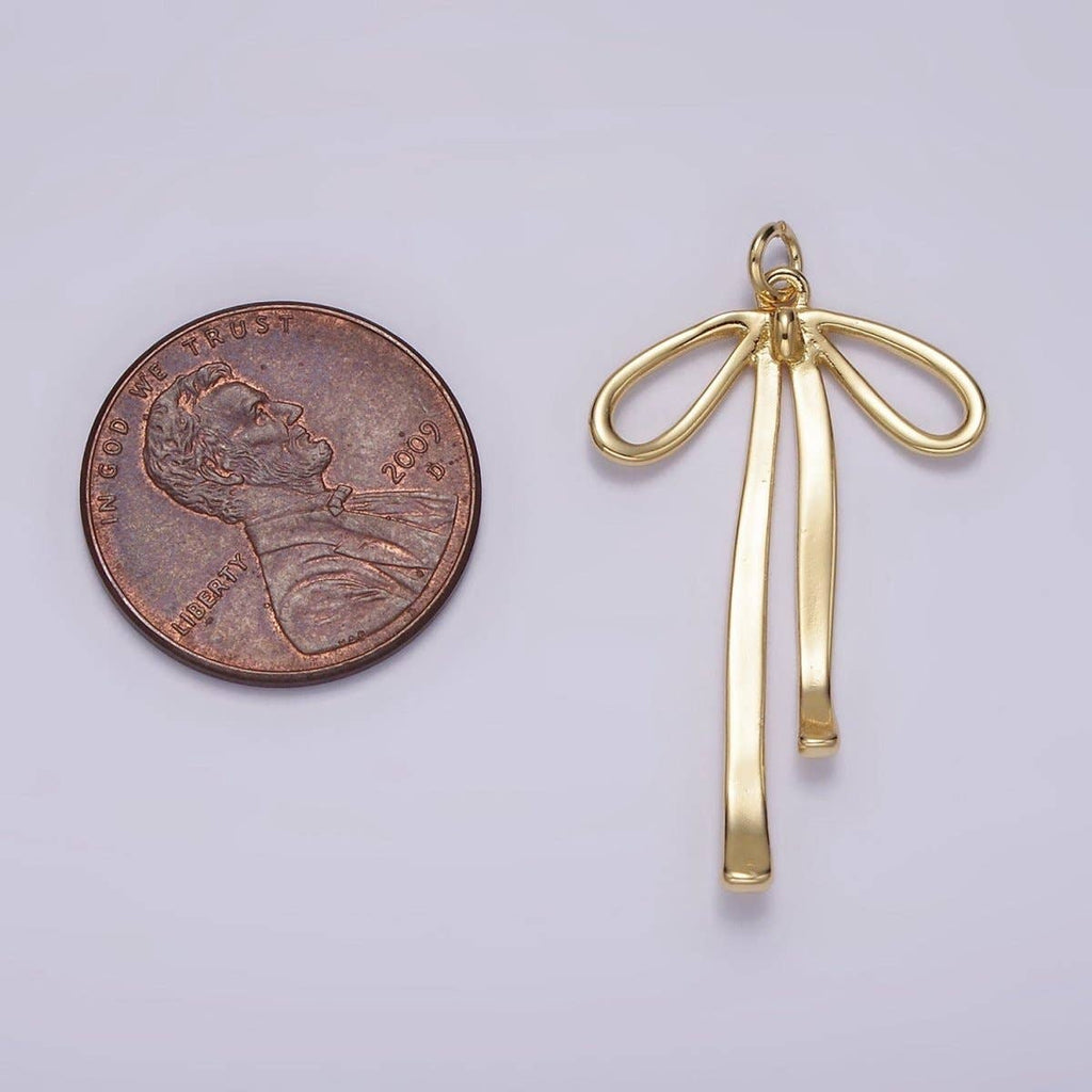 14K Gold Filled 30mm Ribbon Bow Minimalist Charm in Gold & Silver | AG494: Gold