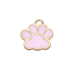 Gold Alloy Colorful Paw Print Charm: Black