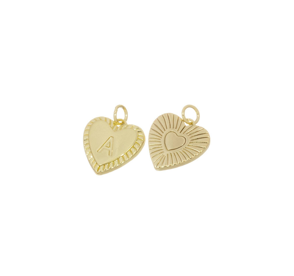 Gold Heart Initial Letter Two-Sided Monogram Charm CPG2207: 1pc v