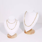 Natural Wood & Leather Necklace Display: White / Small
