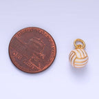 24K Gold Filled Volley Ball or basket ball Enamel Multidimensional 3D Charm | W434