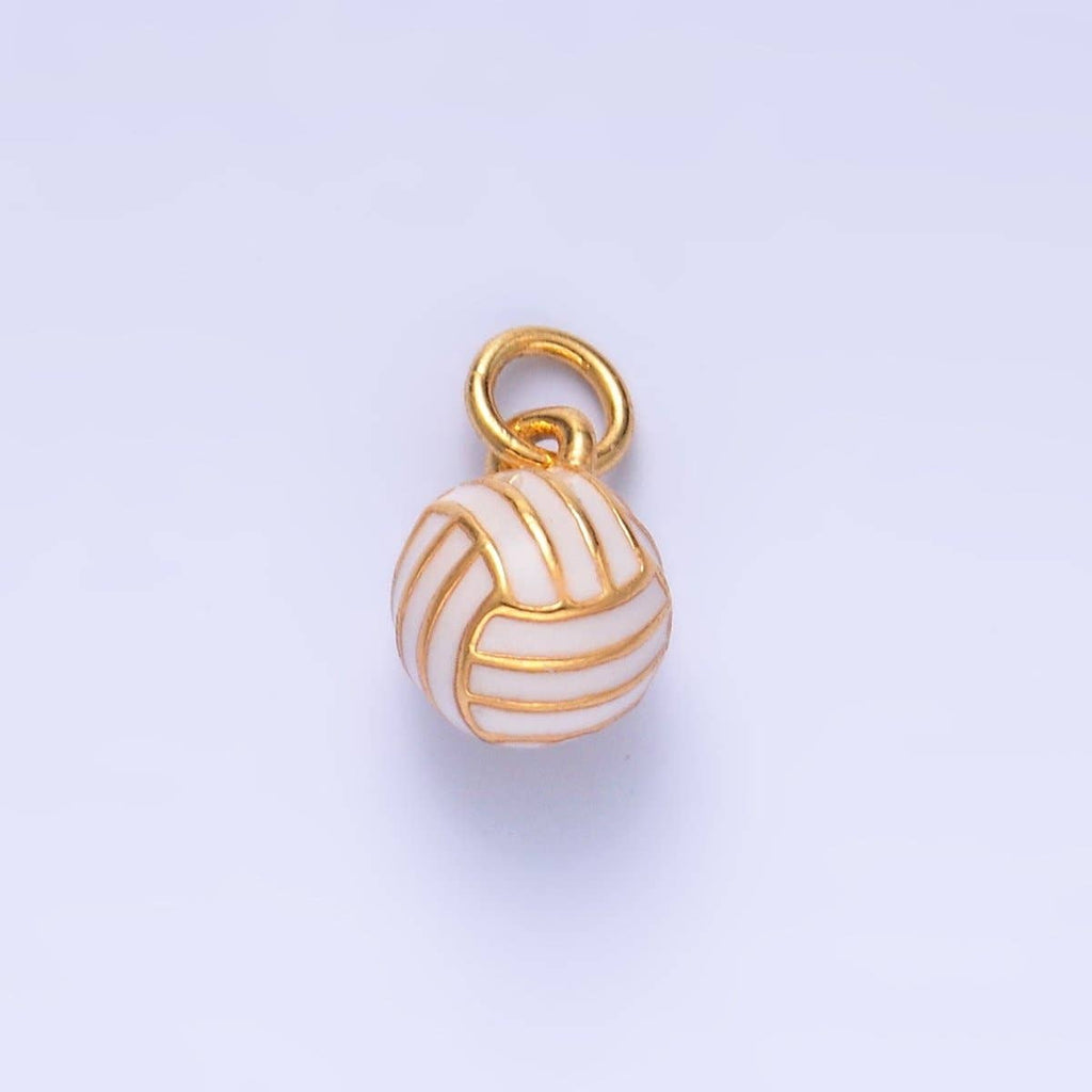 24K Gold Filled Volley Ball or basket ball Enamel Multidimensional 3D Charm | W434