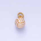 24K Gold Filled Volley Ball or basket ball Enamel Multidimensional 3D Charm | W434