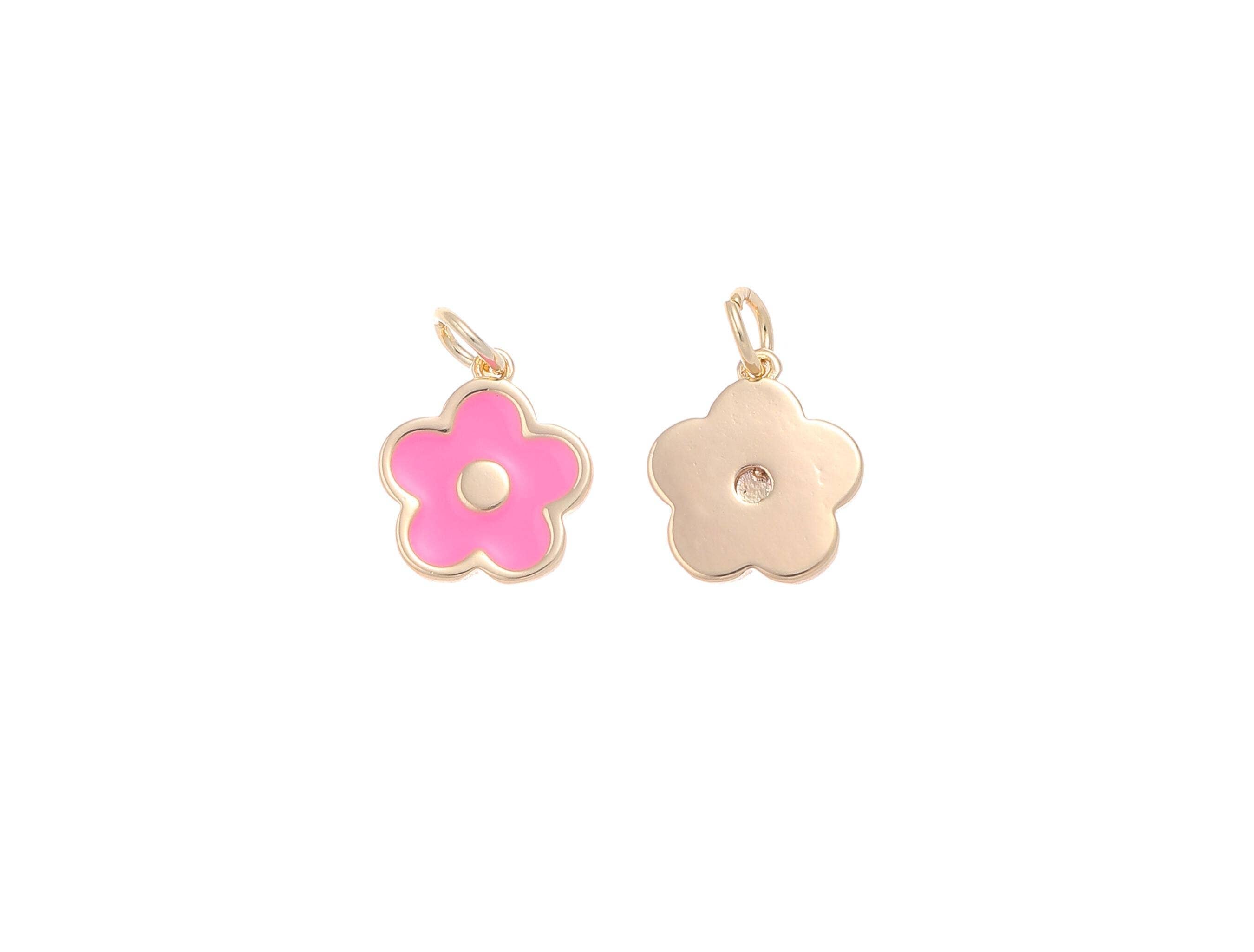 Gold Daisy Enamel Charm for Girls CPG1632: White / 10pcs