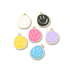 Smiley Happy Face Gold Charm: Yellow