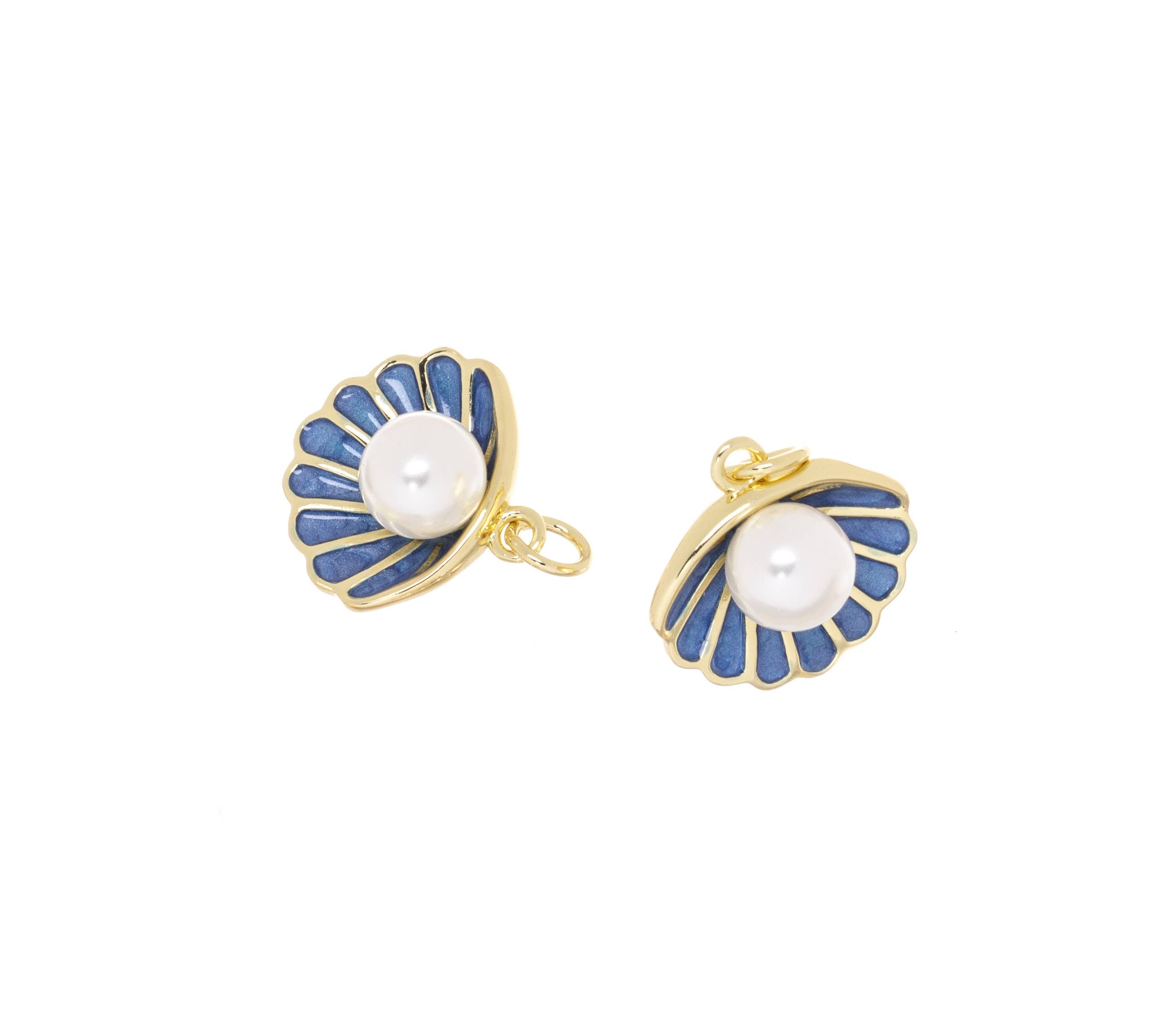 Gold Or Silver Pearl and Oyster Shell Dainty Charm CPG1081: Gold / 3pcs