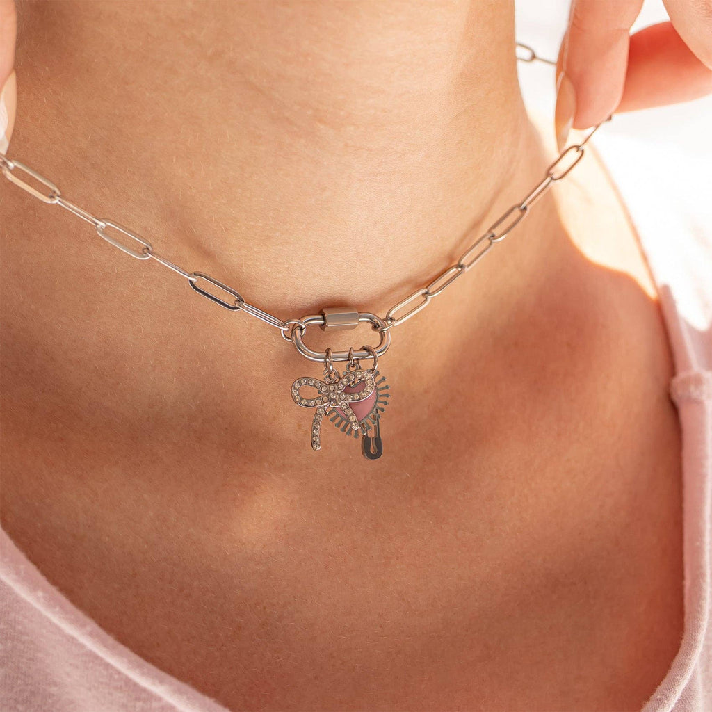 Silver Paperclip Carabiner Necklace