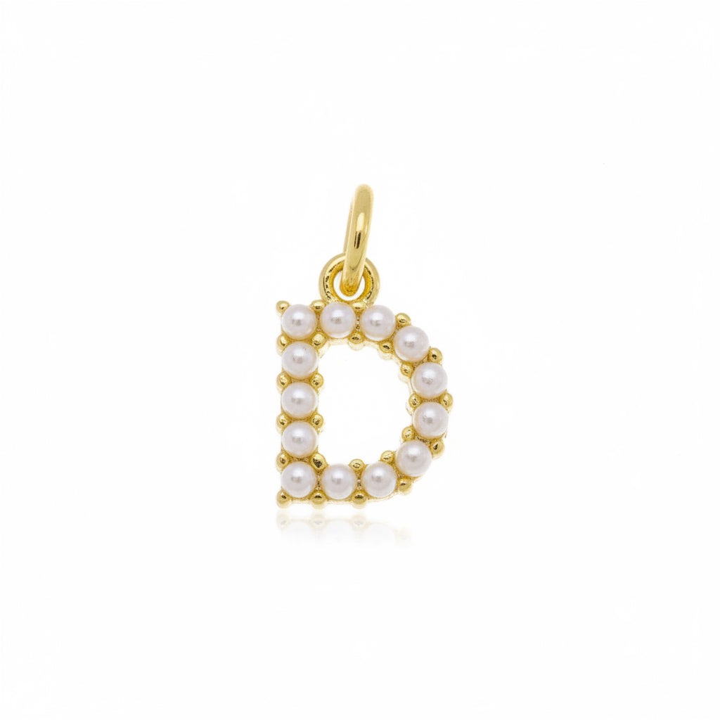 Gold Pearl D Charm