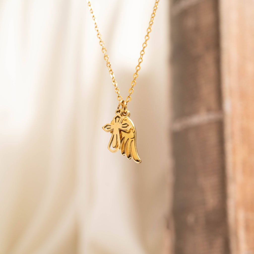 (9pc) 18K Gold PVD Stainless Steel Faith & Love Charm Set : Gold