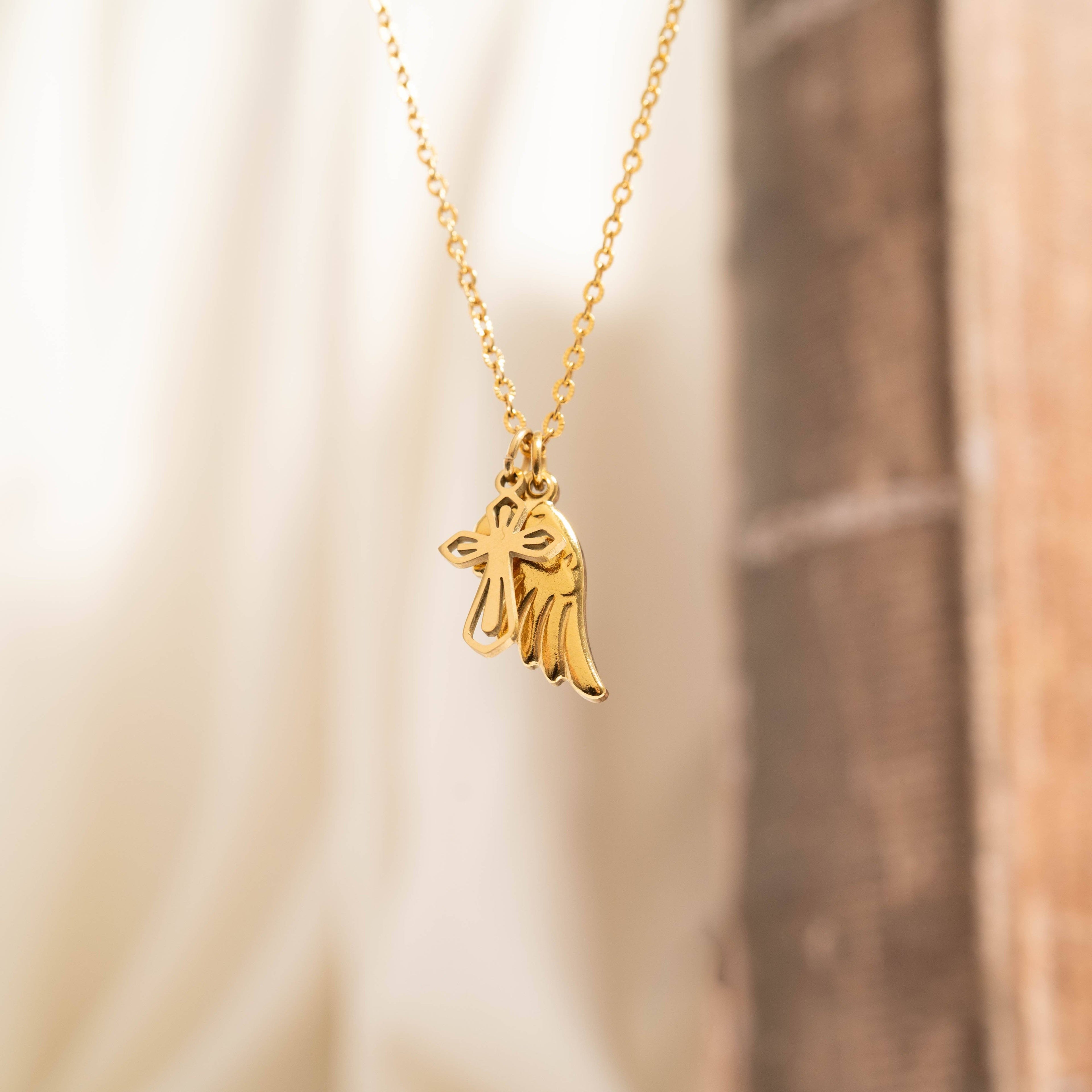 (9pc) 18K Gold PVD Stainless Steel Faith & Love Charm Set : Gold