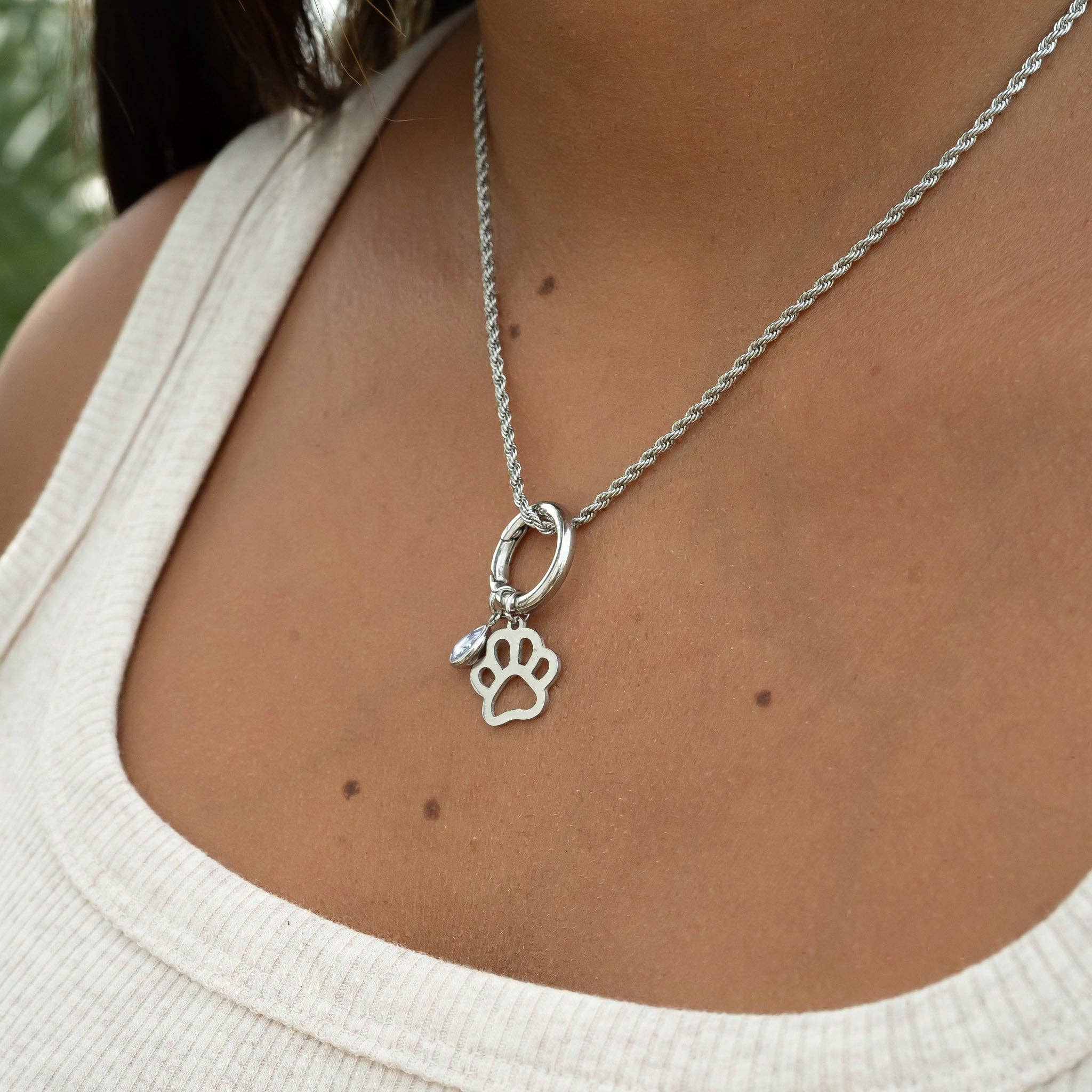 Stainless Steel Teardrop Birthstone Charm: August