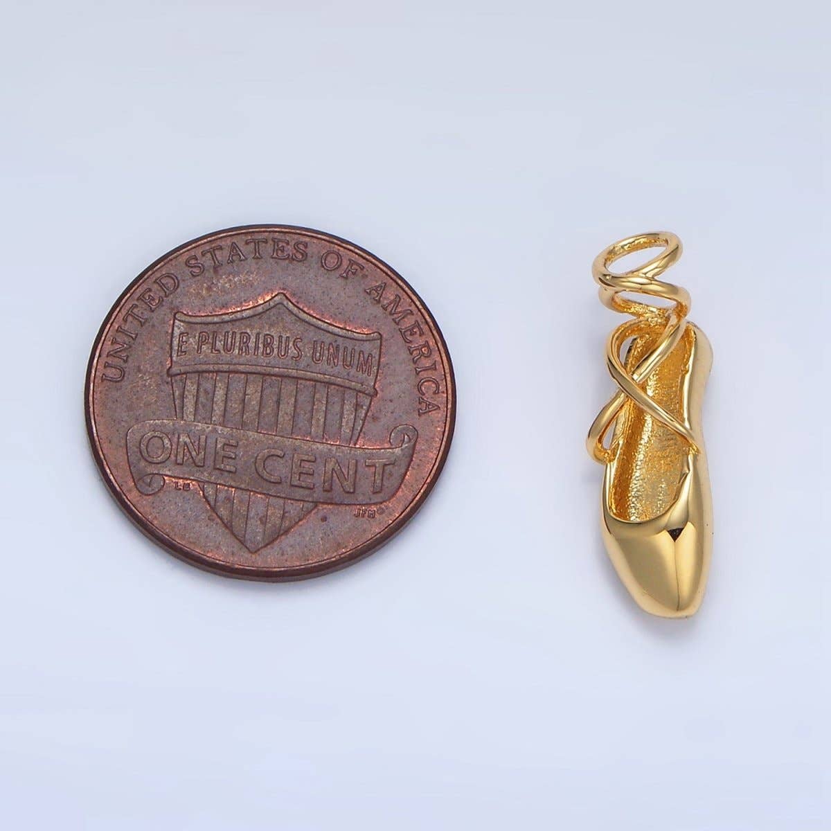 24K Gold Filled 8mm Dancing Pointe Ballet Shoes Multidimensional Charm in Gold & Silver | X615: Gold