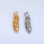24K Gold Filled 8mm Dancing Pointe Ballet Shoes Multidimensional Charm in Gold & Silver | X615: Gold
