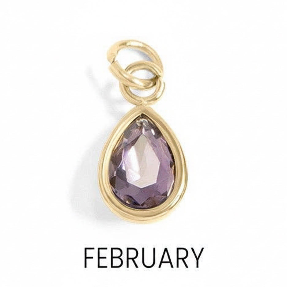 February Teardrop Birthstone Charm