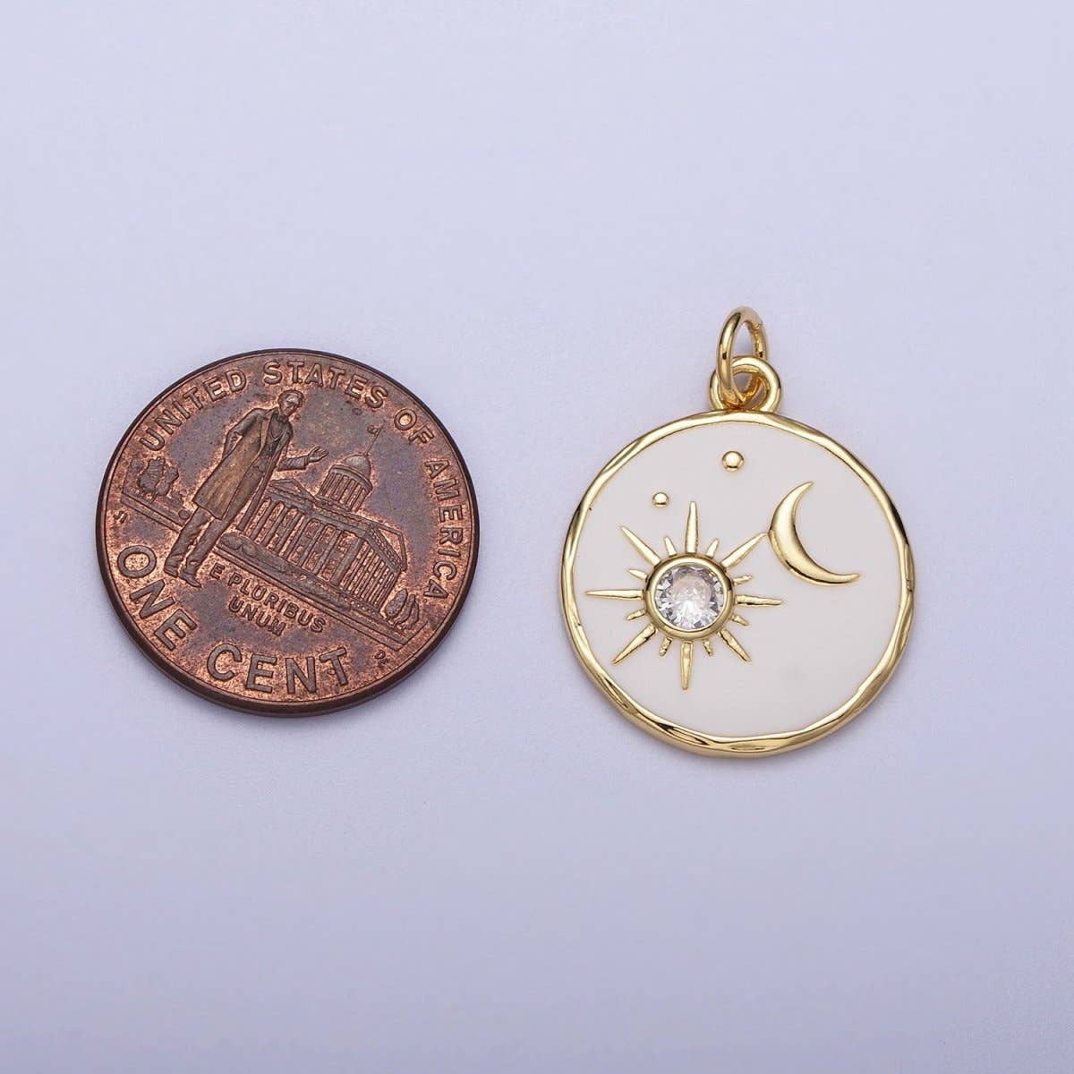 White Gold Filled Sun Moon Charm