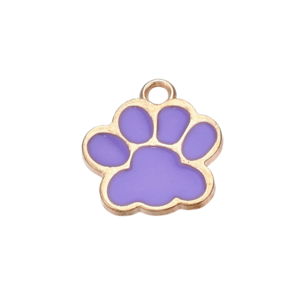 Gold Alloy Colorful Paw Print Charm: Black