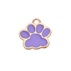Gold Alloy Colorful Paw Print Charm: White