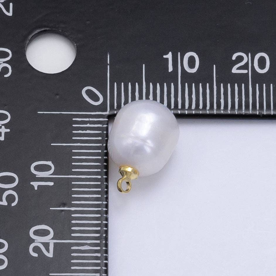 24K Gold Filled White Freshwater Pearl Charm | P1879