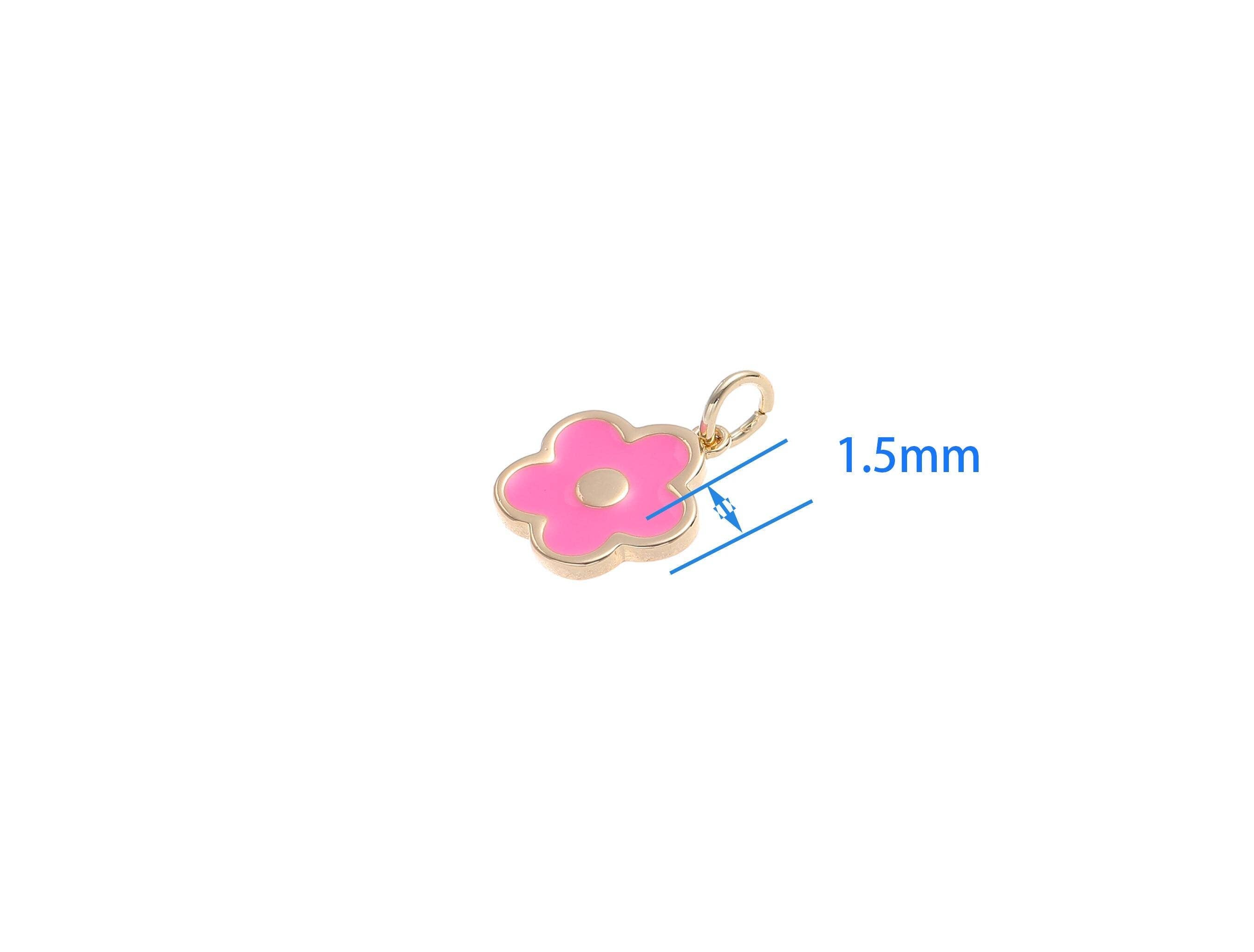 Gold Daisy Enamel Charm for Girls CPG1632: Pink / 10pcs