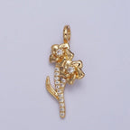 Micro Paved CZ Botanic Garden Birth Flower Gold Charm H-011 H-026 - H-032 H-038 H-040 H-041: January - Carnation