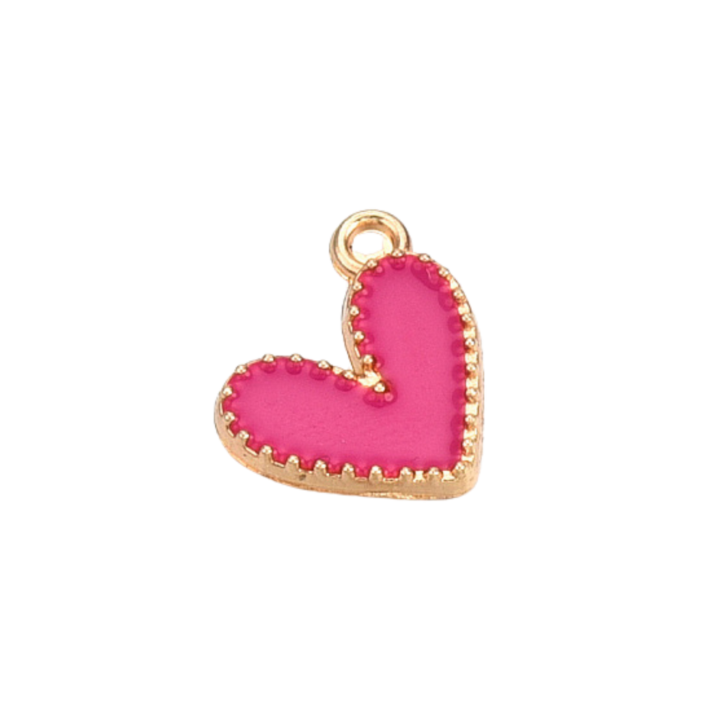 Gold Alloy Colorful Heart Charm: White
