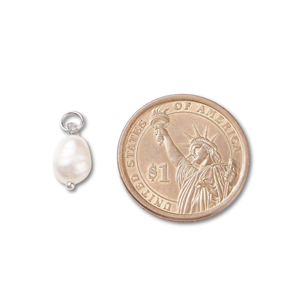 Silver Brass Freshwater Pearl Charm
